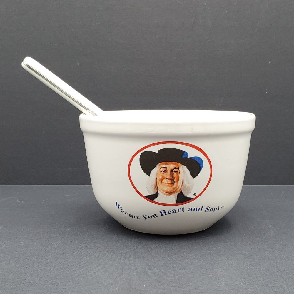 Quaker Oats Cereal Bowl with Spoon Quaker Man Oatmeal Bowl Soup Bowl